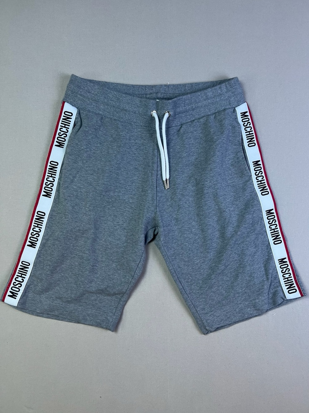 Moschino Gray Underwear Logo Band Drawstring Shorts